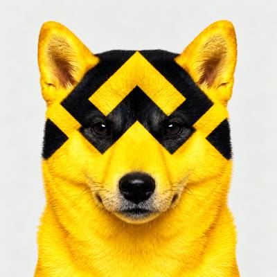 BNB INU yellow shiba with black diamond pattern